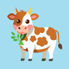 Adorable Cute Cow Cartoon Character Vector illustration