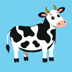 Adorable Cute Cow Cartoon Character Vector illustration