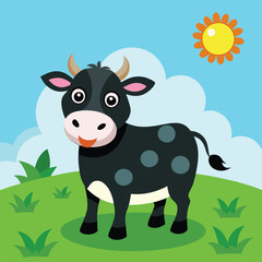 Adorable Cute Cow Cartoon Character Vector illustration Design