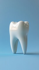 Dental care essentials on blue background: Tooth models, toothbrush, dental implants, and tools showcasing oral hygiene, dentistry, and modern dental care.