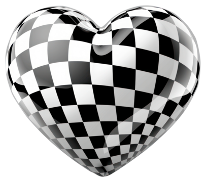 PNG Checkered heart 3D illustration
