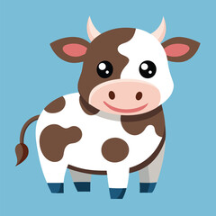 Adorable Cute Cow Cartoon Character Vector illustration