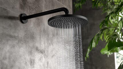 This sleek, black shower head has a smooth, matte finish and a sliding bar that lets you adjust the height. It's a great choice for a modern bathroom.