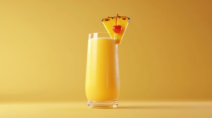 A refreshing orange drink served in a tall glass with a decorative garnish.