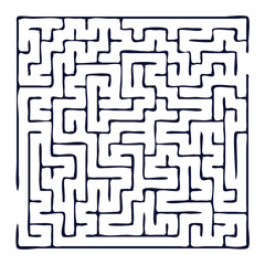 Maze shape design element. There is one entrance and exit and one correct path, but many paths lead to dead ends