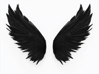 Obraz premium Pure White Angel Wings Black Angel Wings Rainbow Wings Isolated on Black