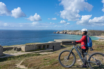 Obraz premium German bunker system as part of the atlantic wall in WW II in Brittany next to Camaret-sur-Mer, Brittany, France 
