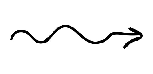 Hand drawn simple arrow drawn with wax crayon, chalk or charcoal. Uneven dry texture for underlining highlighting. Pencil drawn lines, strikethrough, grungy vector isolated on white.