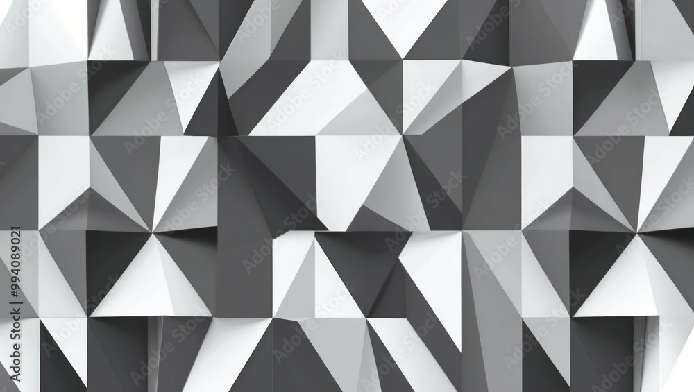 Poster abstract geometric pattern featuring sharp, angular shapes in a sophisticated monochrome design suit
