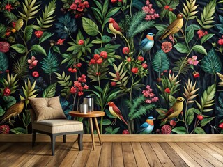 Obraz premium Elegant Black and Wood Wallpaper Design for Modern Interiors and Stylish Backgrounds in Decor