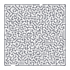 Maze shape design element. There is one entrance and exit and one correct path, but many paths lead to dead ends
