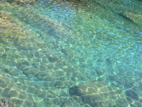Sea crystal clear water emerald watercolor.