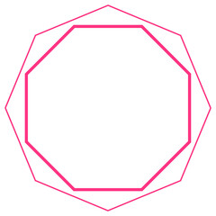 pink line and white line octagon frame