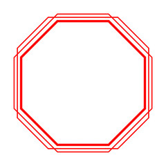 red overlap line octagon frame and white line