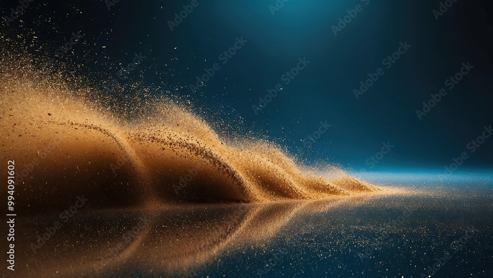 Poster abstract wave of sand particles creates a serene and dynamic visual effect, perfect for artistic bac
