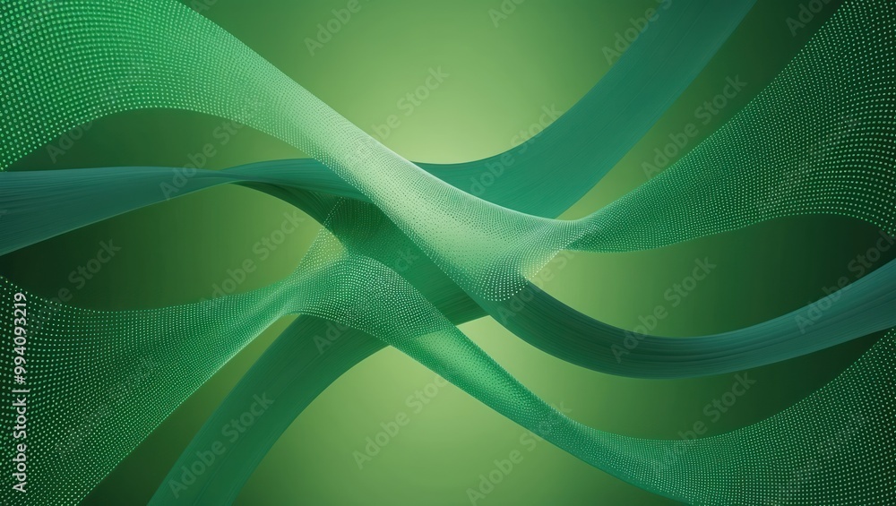 Poster dynamic abstract design featuring green waves and flowing lines, suitable for presentations, tech th