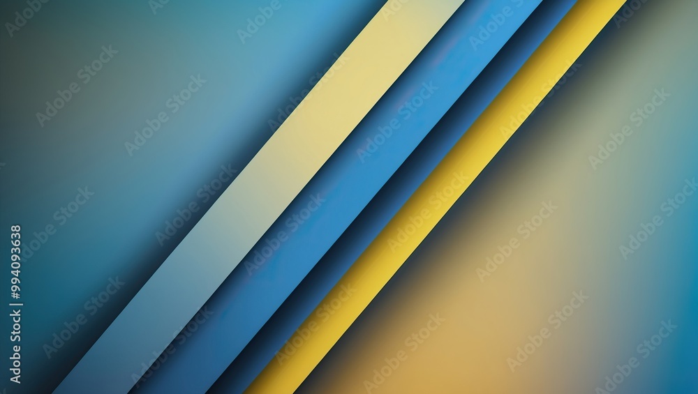Poster abstract design featuring sleek, linear shapes in blue and yellow, creating a dynamic modern backgro
