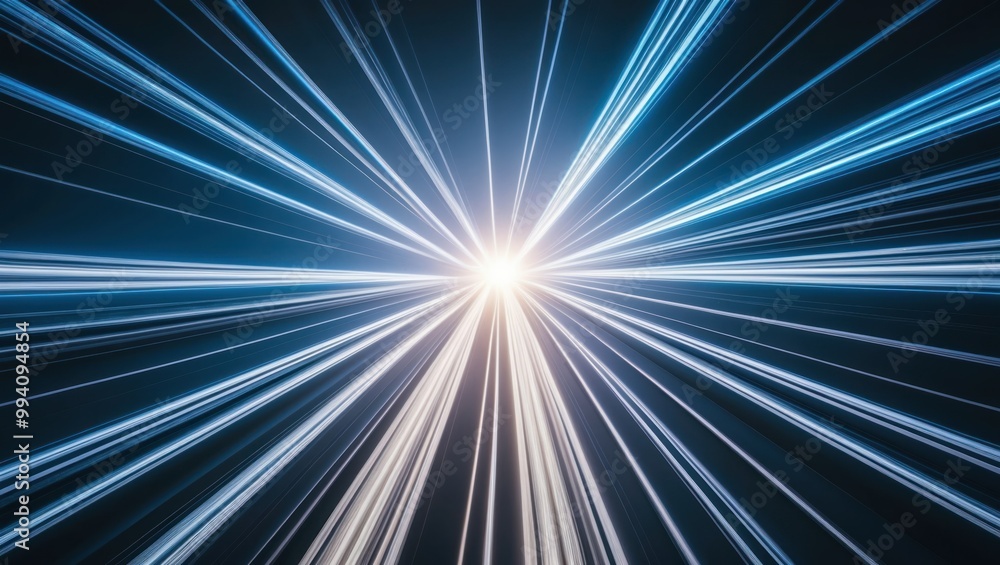 Poster dynamic abstract image depicting light rays emanating from a central point, creating a vibrant, ener