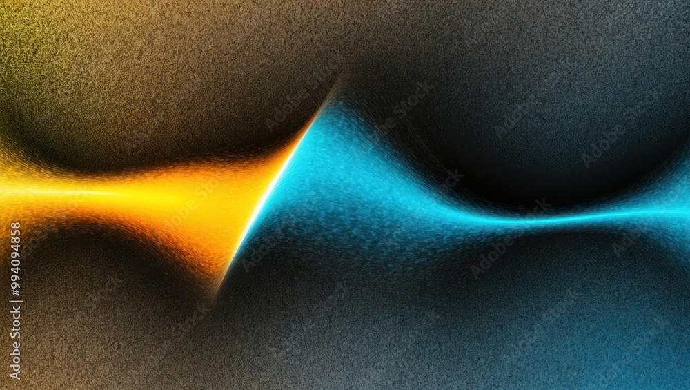 Poster vibrant abstract image featuring smooth gradients in blue and orange tones, creating a dynamic and m