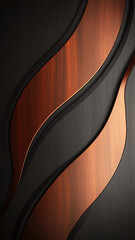 Abstract Flowing Lines on Dark Background - Unique Wallpaper Design with Warm Wooden Accents for Modern Wall Art
