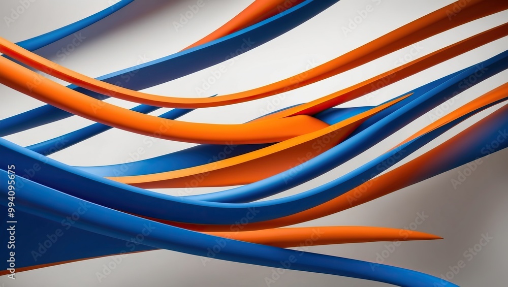 Poster vibrant abstract design featuring smooth flowing lines in orange and blue, creating a visually dynam