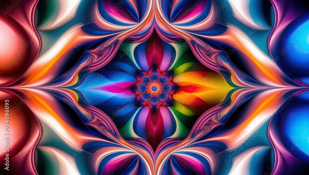 Aufkleber vibrant abstract design featuring intricate patterns and colors, creating a kaleidoscopic visual eff