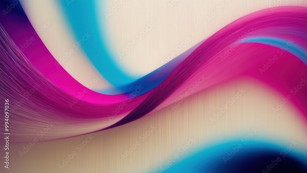 Poster vibrant abstract design featuring smooth flowing lines in pink and blue, creating an energetic and m