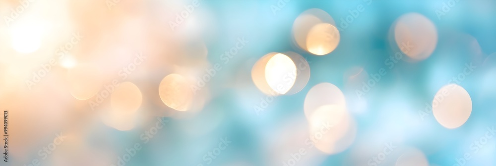 Aufkleber blurred blue and teal colored abstract backdrop with defocused bokeh lighting effects soft dreamy an