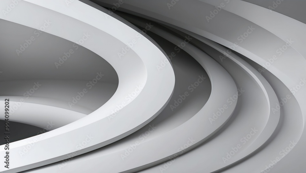 Poster abstract composition featuring smooth, flowing curves in gray tones, creating a sense of elegance an