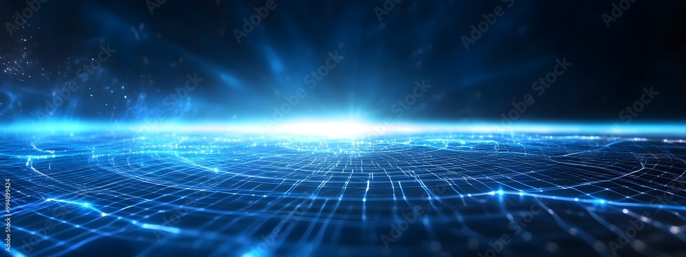 Aufkleber captivating abstract blue grid perspective design with shimmering lighting and futuristic connection