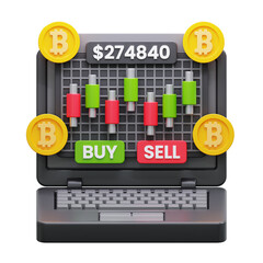 bitcoin trading 3d icon illustration