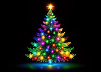 Obraz premium Elegant Christmas Tree Silhouette on Black Background for Holiday and Festive Seasonal Designs