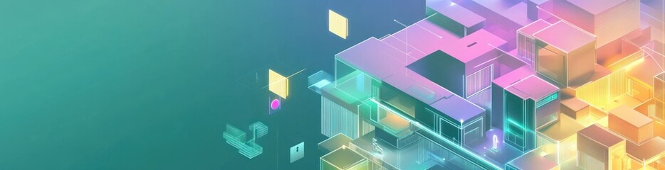 Obraz premium Abstract digital design featuring geometric shapes and vibrant colors.