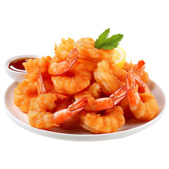 Fried shrimp isolated on transparent background
