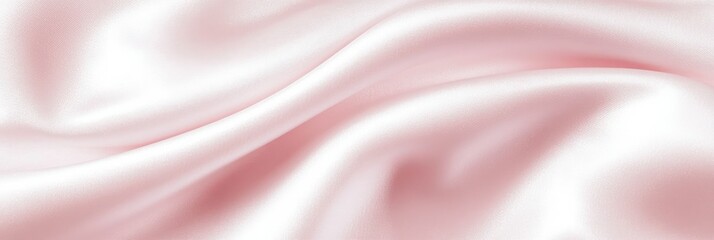 Fototapeta premium Pink silk fabric flowing in gentle waves panoramic background. Panorama, panoramic banner