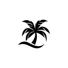 Fototapeta premium Black vector single palm tree icon.vector illustration 