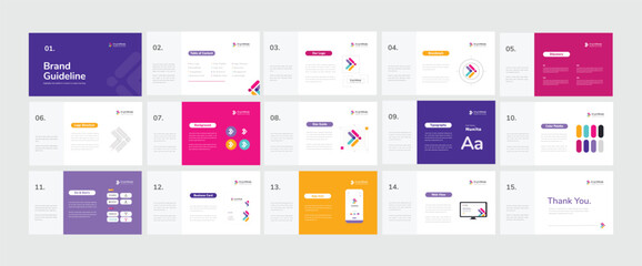 Brand Guidelines identity presentation. Logo Guideline template. Landscape Brand Guidelines. Vector illustration.