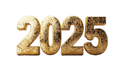 3d font number "2025" isolated on transparent background happy new year eve foil balloons