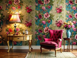 Elegant French Wallpaper Design with Floral Patterns and Vintage Style for Home Decor Inspiration
