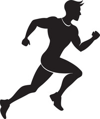 A young man running silhouette vector art illustration design black color, boy running silhouette, exercise silhouette, body builder silhouette