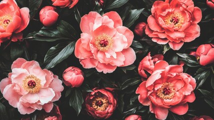 Vibrant peony blossoms in full bloom showcasing natural beauty