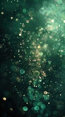 Dark Emerald Background with Glowing Bokeh and Highlighted Center for Text Placement