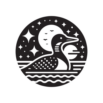 recommend clip art: Common Loon Silhouette Vector Illustration - High-Quality Stock Graphics