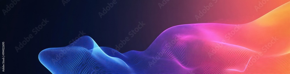 Poster abstract waves of color blending in a digital space, suggesting movement and fluidity.