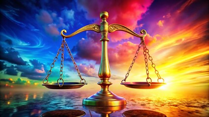 Elegant Gold Scales of Justice Symbolizing Law, Fairness, and Equity in Legal System Conceptual Art