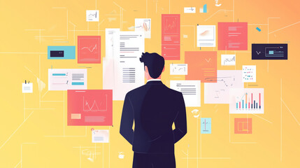 A creative headhunter analyzing a portfolio filled with innovative designs, brainstorming new recruitment strategies. The scene highlights the fusion of creativity and analytical s