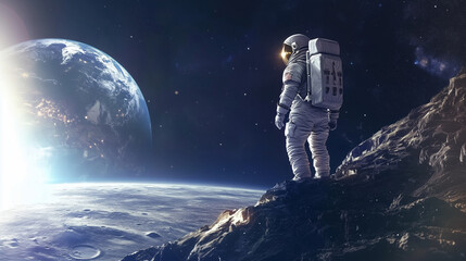 Exploring the Unknown: A Moonwalk Adventure: Delve into the experience of an astronaut bravely traversing the lunar surface, capturing the excitement and challenges of space explor