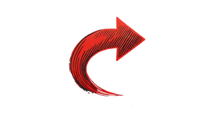 Smooth Hand-Drawn Red Arrow Pointing Upwards