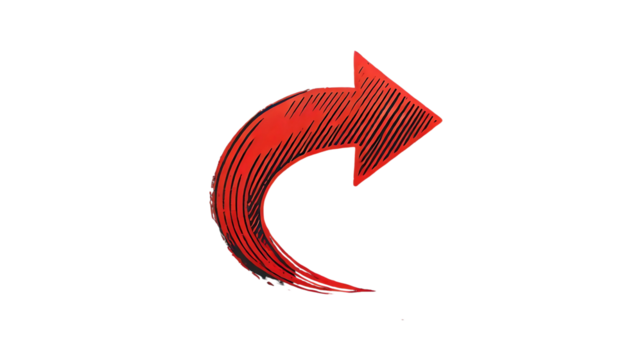 Smooth Hand-Drawn Red Arrow Pointing Upwards