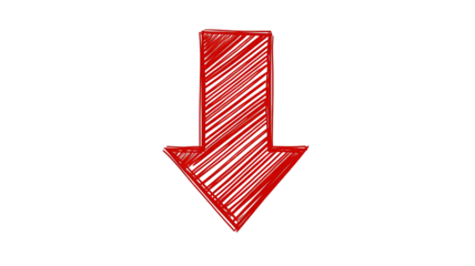 Thin Red Hand-Drawn Upward Line Arrow